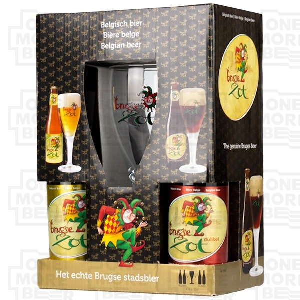 HALVE MAAN BRUGSE ZOT ZESTAW 4 X BUT. 0,33 L + POKAL