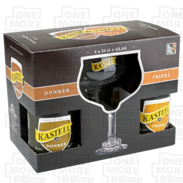 KASTEEL ZESTAW TRIPEL & DONKER (4 X BUT. 0,33 L + POKAL)