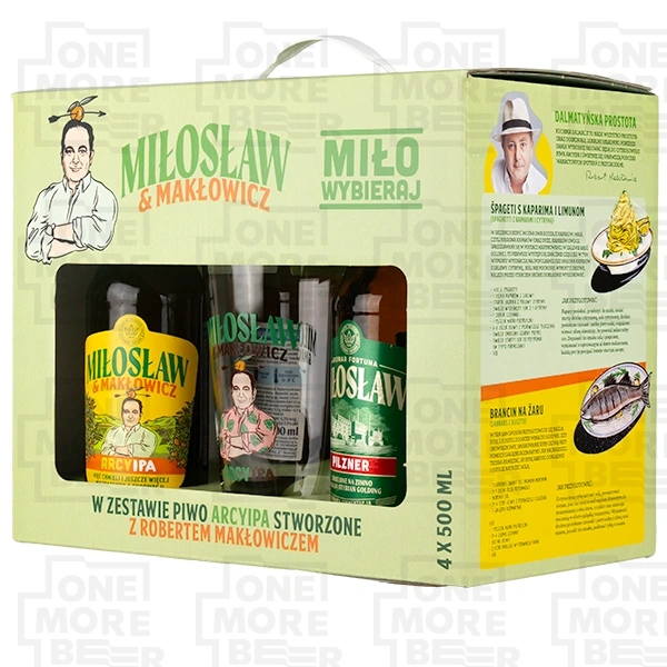 MIŁOSŁAW ZESTAW MAKŁOWICZ ARCYIPA 4 X BUT. 0,5 L + LIMITOWANE SZKŁO